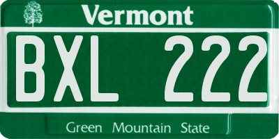 VT license plate BXL222