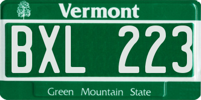 VT license plate BXL223