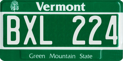 VT license plate BXL224
