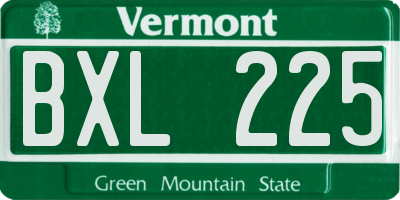 VT license plate BXL225
