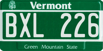 VT license plate BXL226