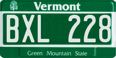 VT license plate BXL228