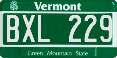 VT license plate BXL229