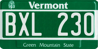 VT license plate BXL230