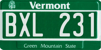 VT license plate BXL231