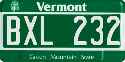 VT license plate BXL232