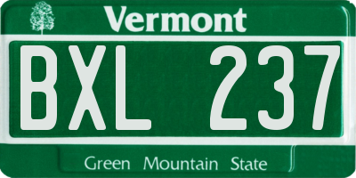 VT license plate BXL237
