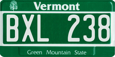 VT license plate BXL238