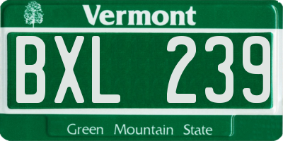 VT license plate BXL239
