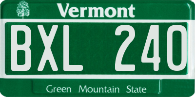 VT license plate BXL240