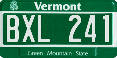 VT license plate BXL241