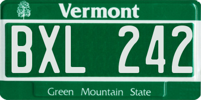 VT license plate BXL242
