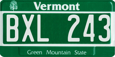 VT license plate BXL243