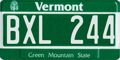 VT license plate BXL244