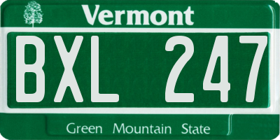 VT license plate BXL247