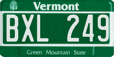 VT license plate BXL249