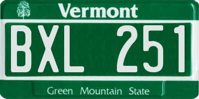 VT license plate BXL251