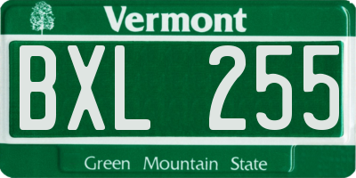 VT license plate BXL255