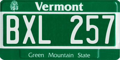 VT license plate BXL257