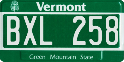 VT license plate BXL258