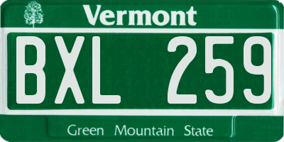 VT license plate BXL259
