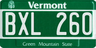 VT license plate BXL260