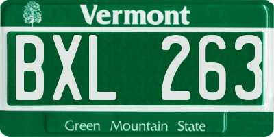 VT license plate BXL263