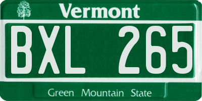 VT license plate BXL265