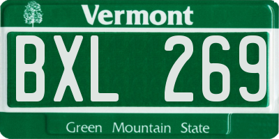 VT license plate BXL269