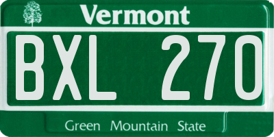 VT license plate BXL270