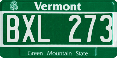 VT license plate BXL273