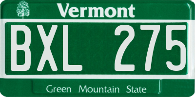 VT license plate BXL275
