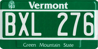 VT license plate BXL276