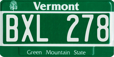 VT license plate BXL278