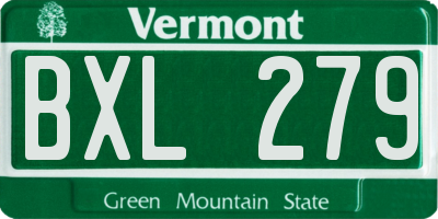 VT license plate BXL279