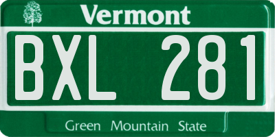 VT license plate BXL281
