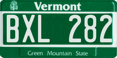 VT license plate BXL282