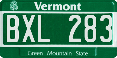 VT license plate BXL283