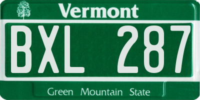 VT license plate BXL287