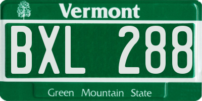 VT license plate BXL288