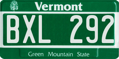VT license plate BXL292