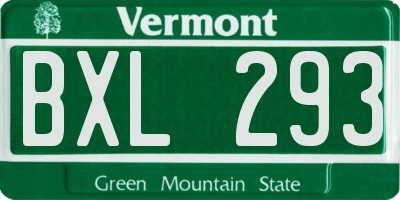 VT license plate BXL293