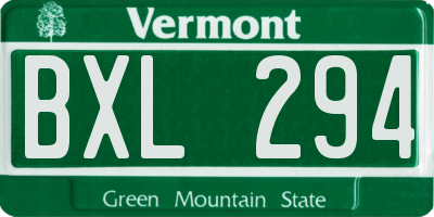 VT license plate BXL294