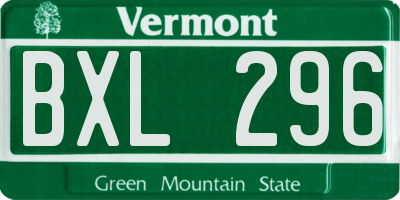 VT license plate BXL296