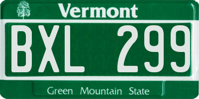VT license plate BXL299