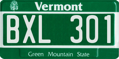 VT license plate BXL301