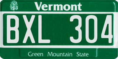 VT license plate BXL304