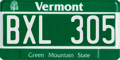 VT license plate BXL305