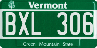VT license plate BXL306