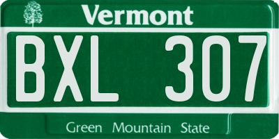 VT license plate BXL307